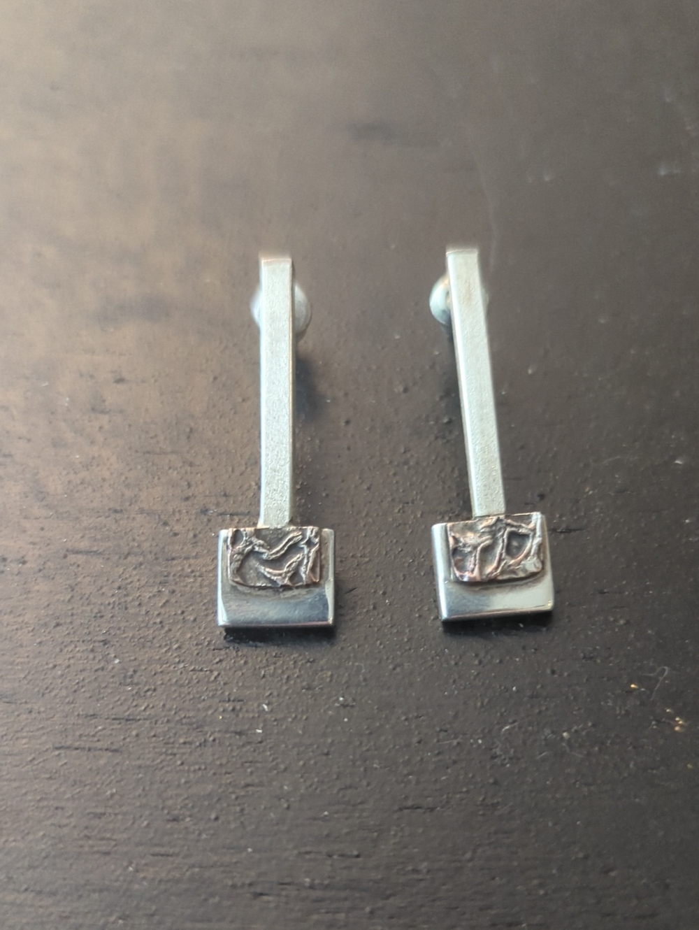 Sterling Silver Brutalist Drop Earrings